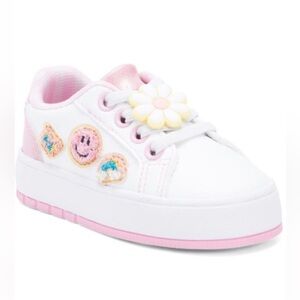 CYNTHIA ROWLEY Patch Girls White/Pink Sneakers
